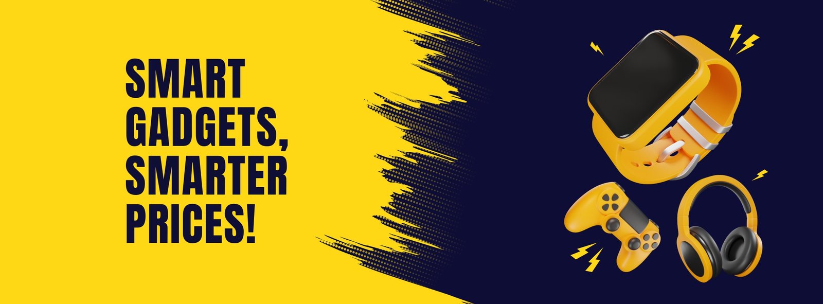 Blue and Yellow Simple Gadgets Youtube Thumbnail (2300 x 850 px)